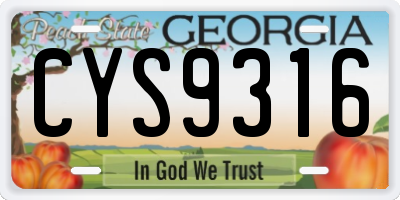 GA license plate CYS9316