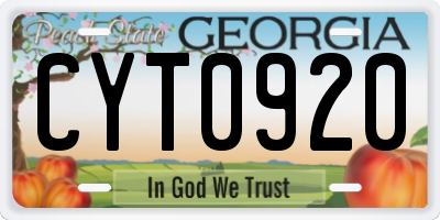 GA license plate CYT0920