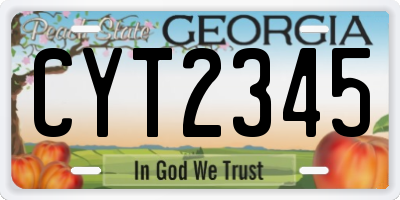 GA license plate CYT2345