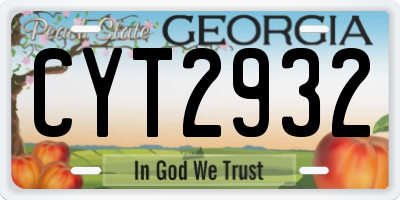 GA license plate CYT2932