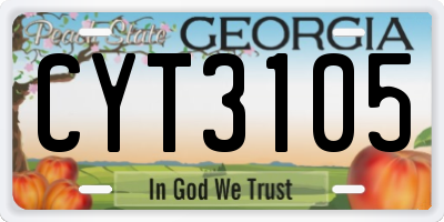 GA license plate CYT3105