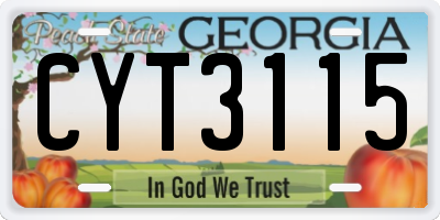 GA license plate CYT3115