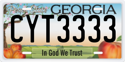 GA license plate CYT3333