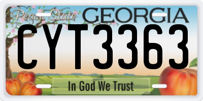 GA license plate CYT3363