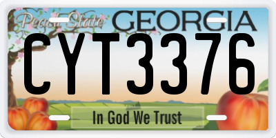 GA license plate CYT3376