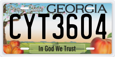 GA license plate CYT3604