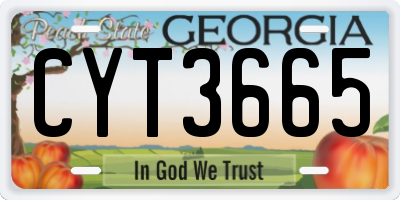 GA license plate CYT3665