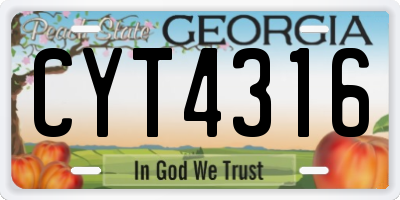 GA license plate CYT4316