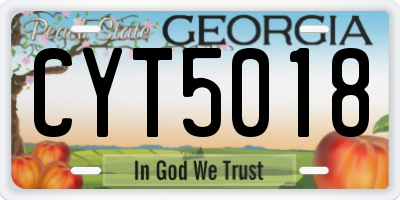 GA license plate CYT5018