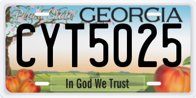GA license plate CYT5025