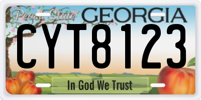 GA license plate CYT8123