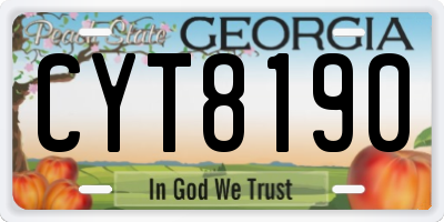 GA license plate CYT8190