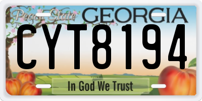 GA license plate CYT8194