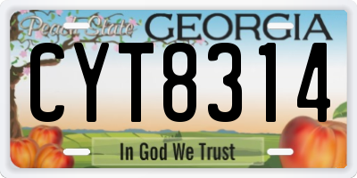GA license plate CYT8314