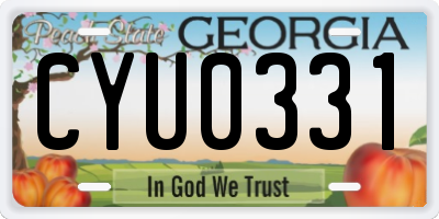GA license plate CYU0331