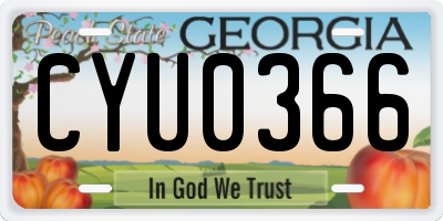 GA license plate CYU0366