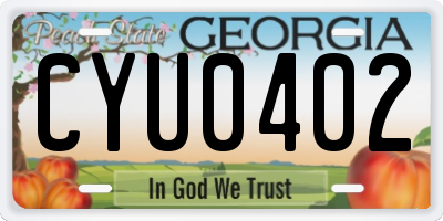 GA license plate CYU0402