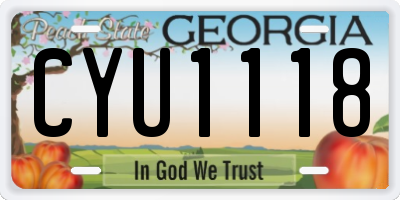 GA license plate CYU1118