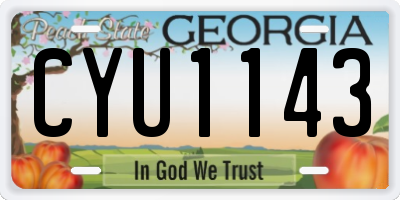 GA license plate CYU1143