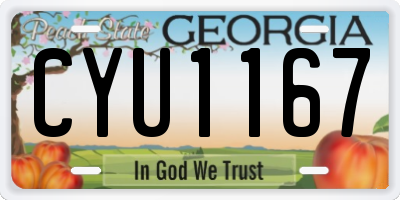 GA license plate CYU1167