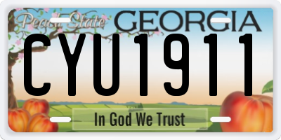 GA license plate CYU1911