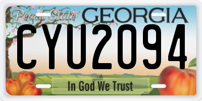 GA license plate CYU2094