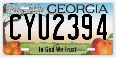 GA license plate CYU2394