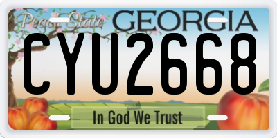 GA license plate CYU2668