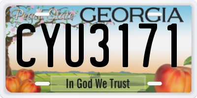 GA license plate CYU3171