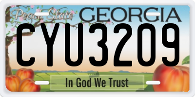 GA license plate CYU3209