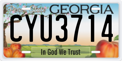 GA license plate CYU3714