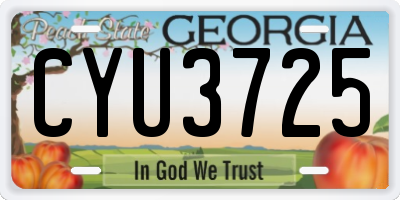 GA license plate CYU3725