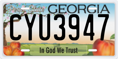 GA license plate CYU3947