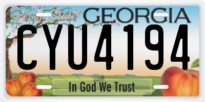 GA license plate CYU4194