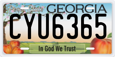 GA license plate CYU6365