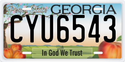GA license plate CYU6543