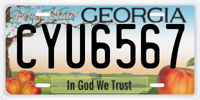 GA license plate CYU6567