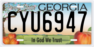 GA license plate CYU6947
