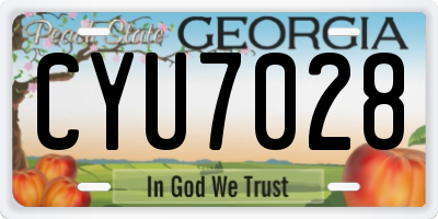 GA license plate CYU7028