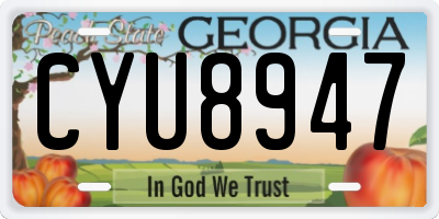 GA license plate CYU8947