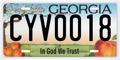 GA license plate CYV0018