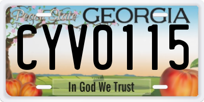 GA license plate CYV0115
