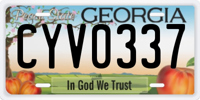 GA license plate CYV0337