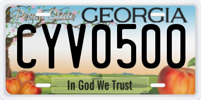 GA license plate CYV0500