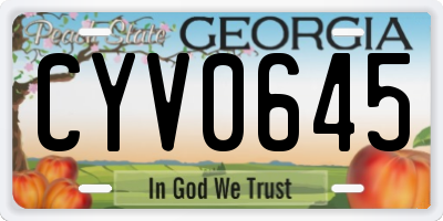 GA license plate CYV0645