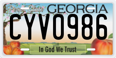 GA license plate CYV0986