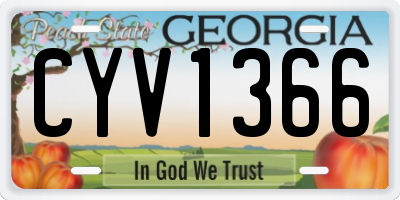 GA license plate CYV1366