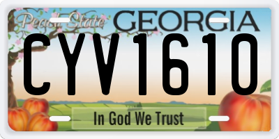 GA license plate CYV1610