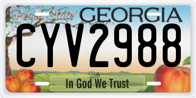 GA license plate CYV2988
