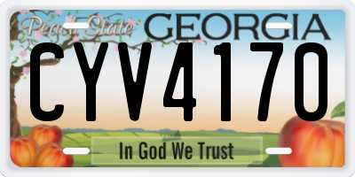 GA license plate CYV4170
